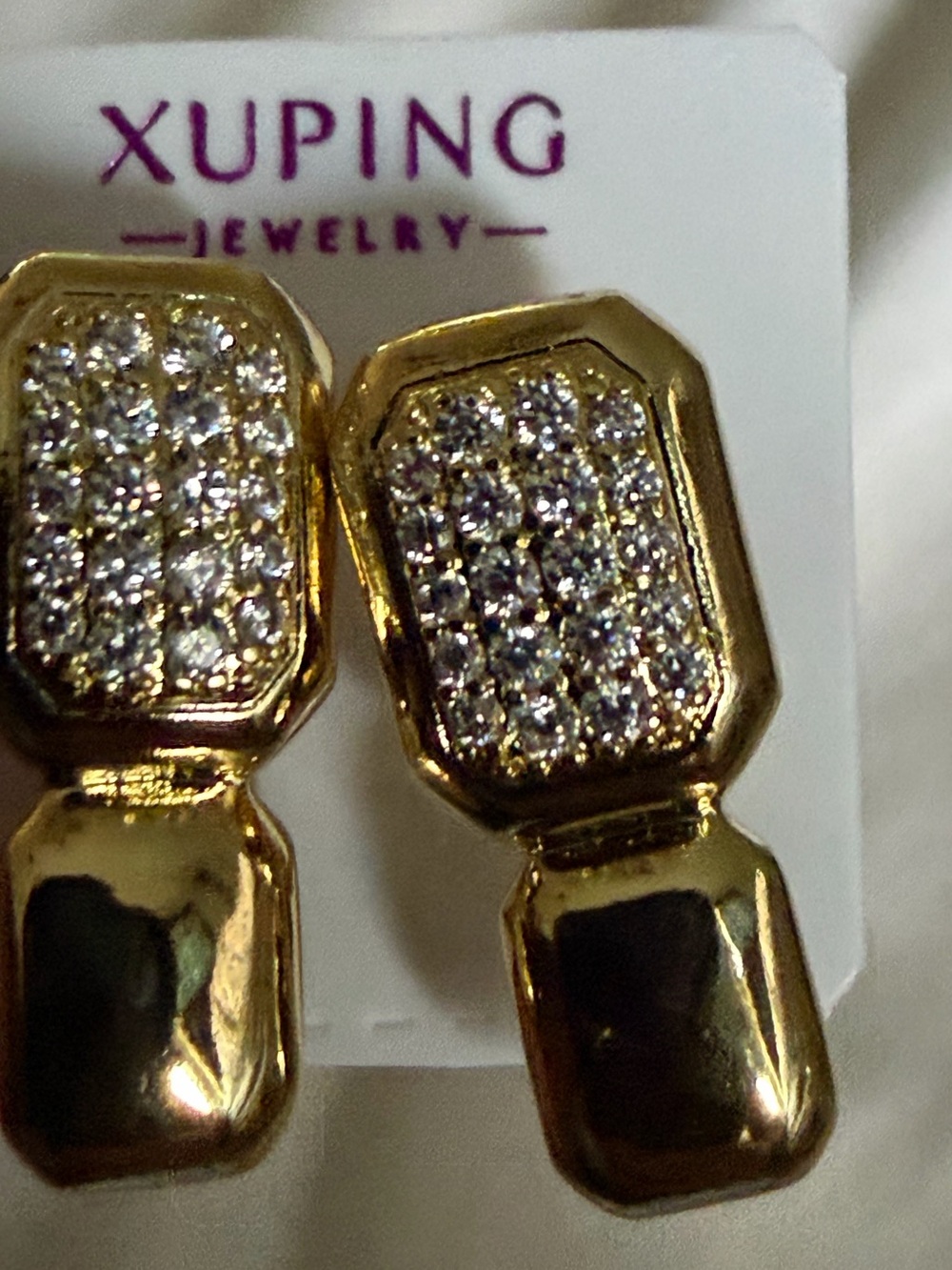 Ping Gold-Tone Pave Crystal Clip Earrings